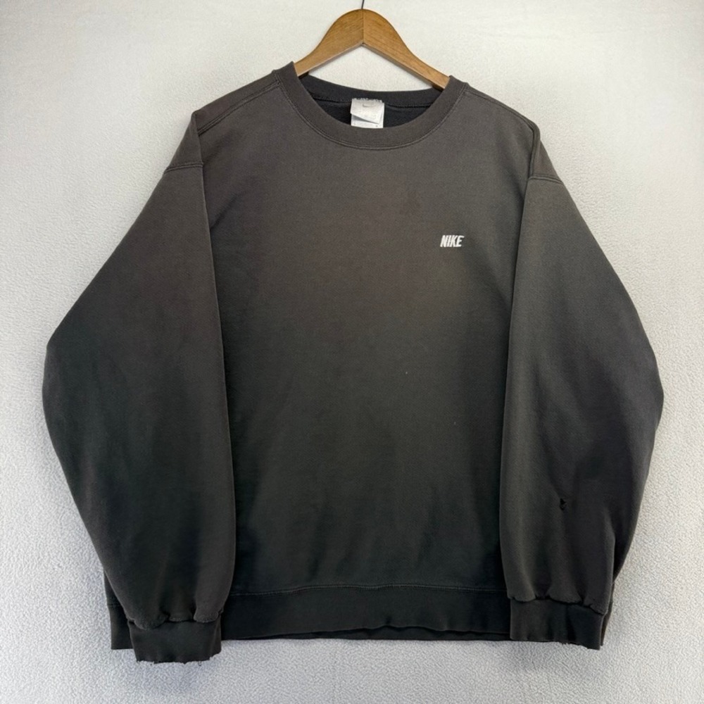 Vintage Nike Sweatshirt Mens 2XL Black Crewneck Pullover Sun Faded Spellout y2k